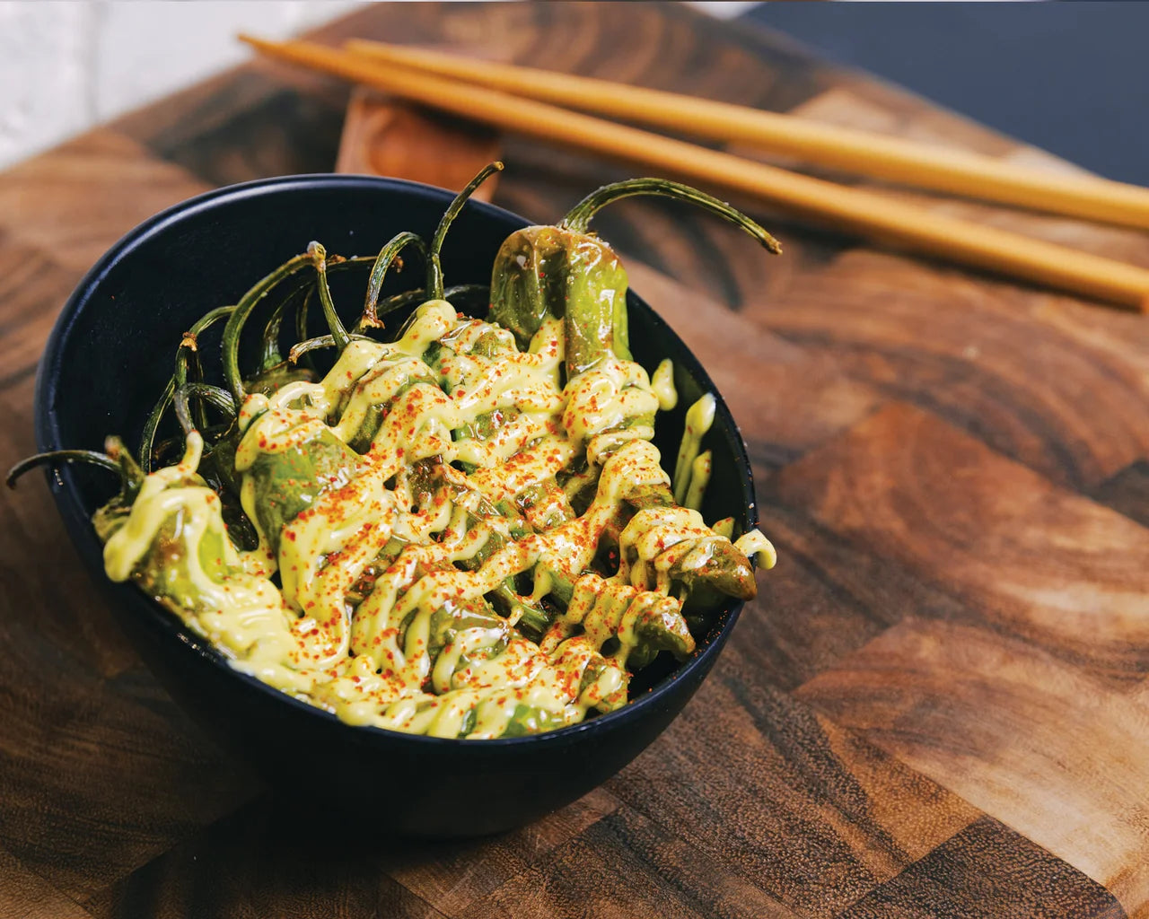 Shishito Peppers with Yuzu Scallion Aioli (VEGETARIAN FRIENDLY)