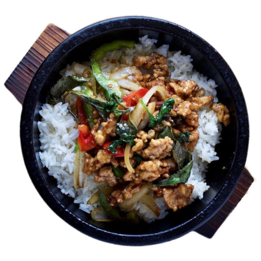 Thai Basil Chili Stone Pot Rice Bowl