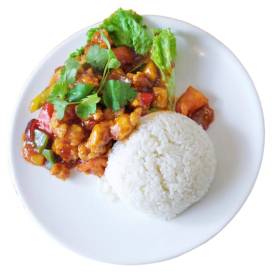 Sweet and Sour with Pineapples Over Rice