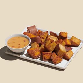 Roasted Sweet Potatoes + Hot Honey Mustard